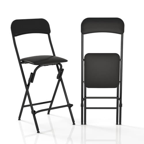 2-Piece Folding Bar Stool Set, 25-Inch Portable Counter Chair with Back