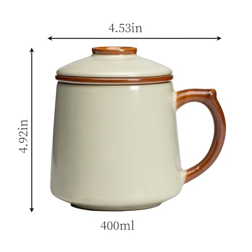 HAFTOLYR Yellow Ru Kiln Ceramic Tea Cup with Infuser & Lid 400ml – Colorful & Durable
