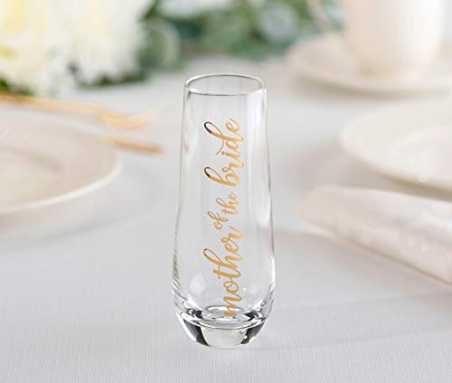 Mother of the Bride Stemless Champagne Glass - Wedding Toasting Glass with Gold Script