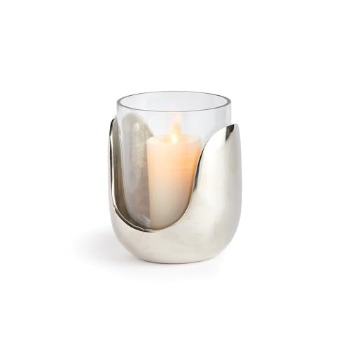 NAPA Home & Garden Small Decorative Hurricane with Glass and Aluminum Base