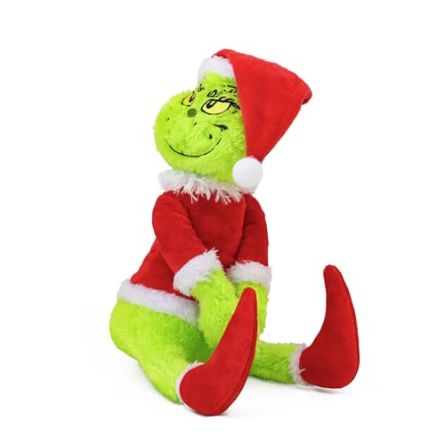 Green Furry Christmas Tree Topper - Plush Character Tree Hugger Decoration