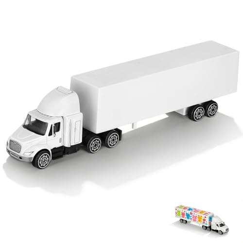Diecast Semi Truck Toy Model with Detachable Container - 7.5-inch Retro Decor