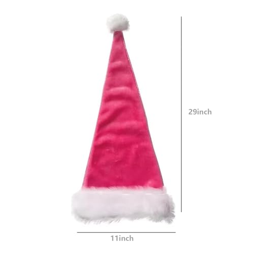 Pink Plush Velvet Santa Hat - Christmas Party Hat for Women & Men