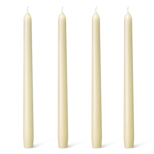 10 Inch Ivory Taper Candles (4 Pack) - Dripless & Smokeless Candlesticks