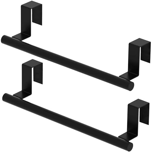 Over Cabinet Door Towel Bar 2-Pack, Matte Black Stainless Steel Dish Towel Rack