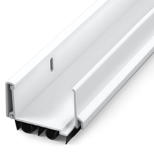 Adjustable Under Door Sweep 32" - Double Bubble PVC Draft Stopper Seal (White)
