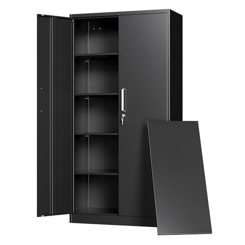 71-Inch Tall Metal Storage Cabinet with Locking Doors and Adjustable Shelves