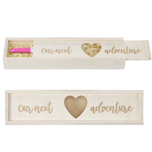 Wooden Pregnancy Test Keepsake Box - White Baby Reveal Announcement Gift