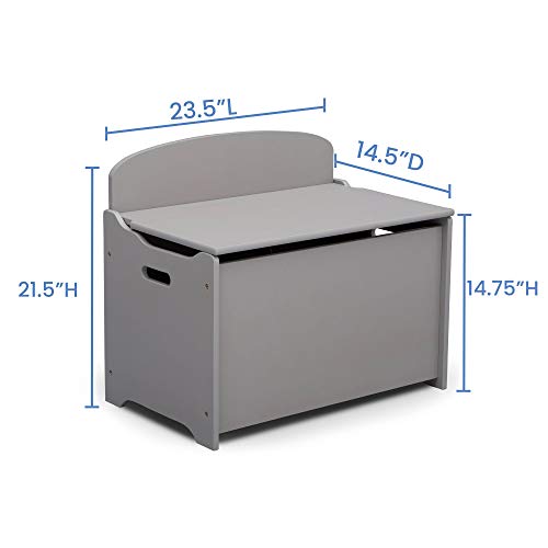 Deluxe Wooden Toy Box Storage Chest with Safety Hinge Lid - Grey