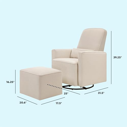 Nursery Glider Chair with Storage Ottoman - 360° Swivel Rocker, Cream