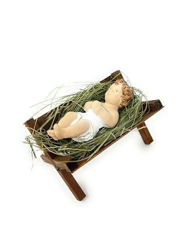 3.5 Inch Baby Jesus in Manger Figurine, Handcrafted Nativity Set Piece