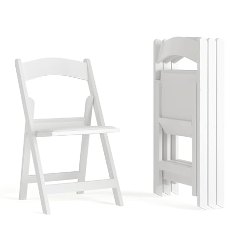 White Resin Folding Chairs - Set of 4 Heavy Duty Event Seating