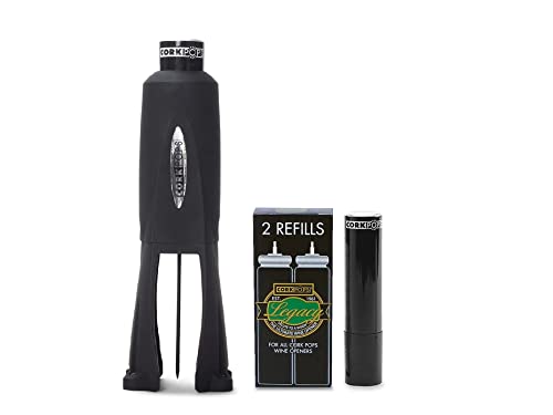 Cork Pops Legacy Wine Opener with Built-in Foil Cutter - Black / 3 Cartridges