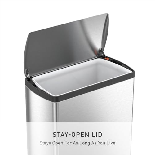 50 Liter Rectangular Kitchen Step Trash Can Brushed Stainless Steel
