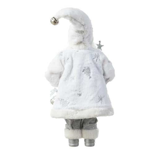 Frosty Santa 18" Figurine with Faux Fur - Glitzhome Traditional Christmas Decor (Snow Silver Coat) — Frosty Santa/18"h