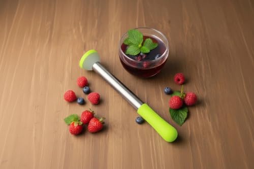 Cuisinox Stainless Steel Cocktail Muddler with Rubber Handle 8.5" - Bar Tool for Cocktails