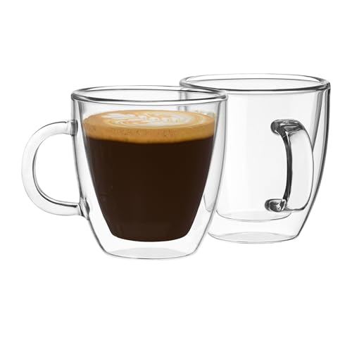 Mindful Design Double Wall Insulated Espresso Glasses Set of 2 - 5.4 oz Hot Cold Cups
