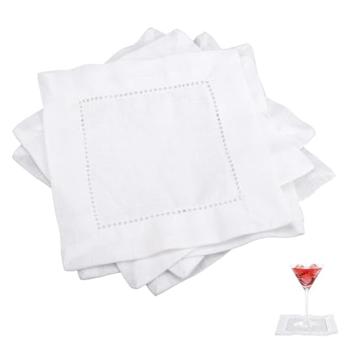 12pcs Linen Cocktail Napkins, 6x6 Inch Reusable Cloth Serviettes for Parties