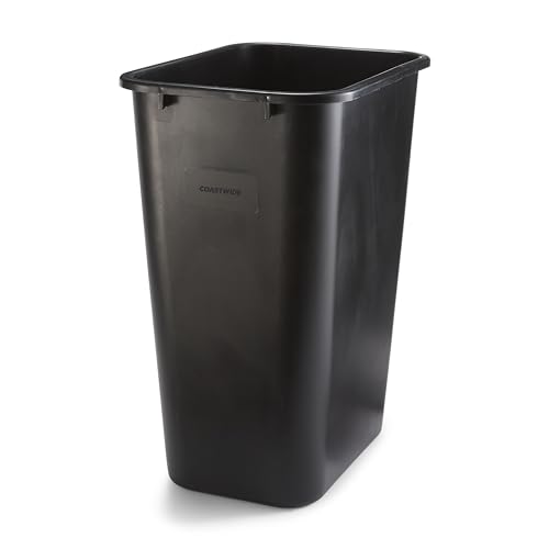 10.25 Gallon Indoor Rectangular Trash Can - Black Plastic Waste Bin
