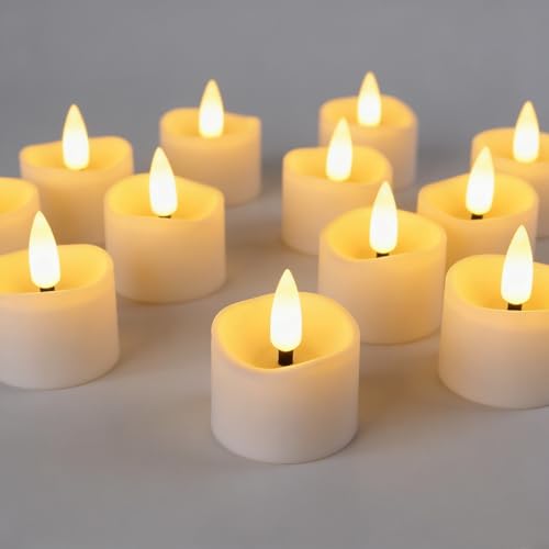Yakpo 48-Pack Flameless LED Timer Tea Lights - 6h On / 18h Off Battery Votive Candles, Flicker Wax Edge, Bulk for Christmas Halloween