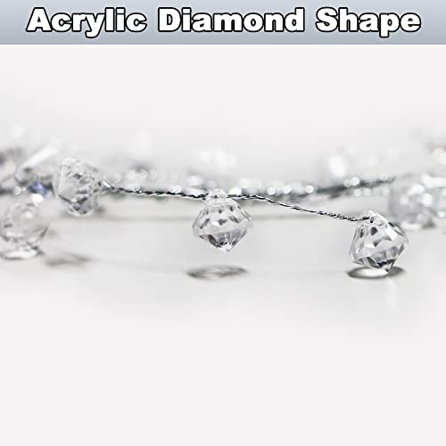 Jishi Diamond Ice Wire Christmas Garland 20 ft - Clear Plastic Bead & Branch, Diamond Accent