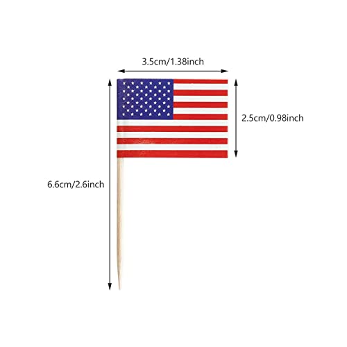 American Flag Toothpick Cocktail Picks - 100 Pack Party Food Toppers