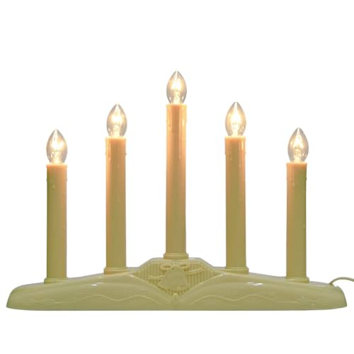 Doratale 5-Light Ivory Electric Christmas Window Candle Lamp with 6 C7 Bulbs - 3 Feet Cord, Holiday Decor