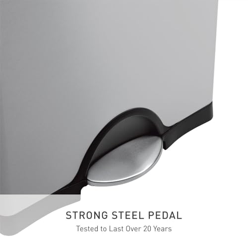 50 Liter Rectangular Kitchen Step Trash Can Brushed Stainless Steel
