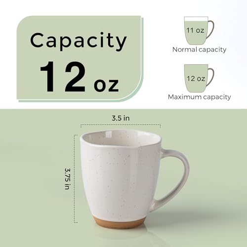 AmorArc 12oz Ceramic Coffee Mugs Set of 4 – Dishwasher & Microwave Safe, Light Beige
