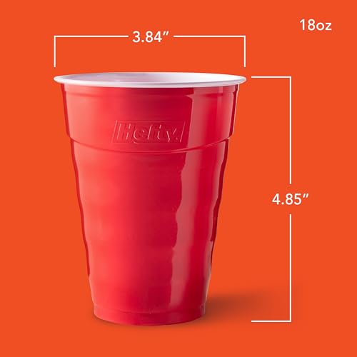 18 oz Red Disposable Plastic Party Cups - Easy Grip Cold Drink Cups (50 Pack)