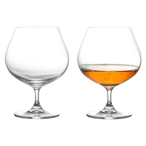 GLASKEY 22oz Crystal Brandy Snifter Glasses Set of 2, Dishwasher Safe Cognac & Whiskey Glasses