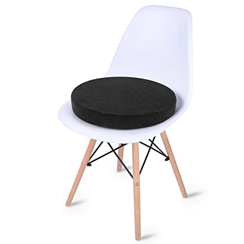 16-Inch Round Chair Seat Cushion, Non-Slip High-Density Foam Stool Pad, Black