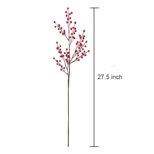 Emivery 6 Pcs Red Berry Stems - Artificial Burgundy Christmas Branches for Centerpieces
