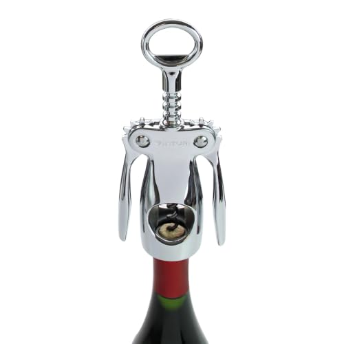 Vinturi Wing Corkscrew Wine Opener with Built-in Bottle Opener, Silver
