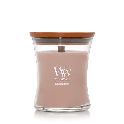 WoodWick Patchouli Cr?me Gifts for Women and Men, 9.7 oz Medium Hourglass Candle with Crackling Wick