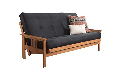 Kodiak Furniture Monterey Queen Size Futon Set in Suede Black | Converts to Bed