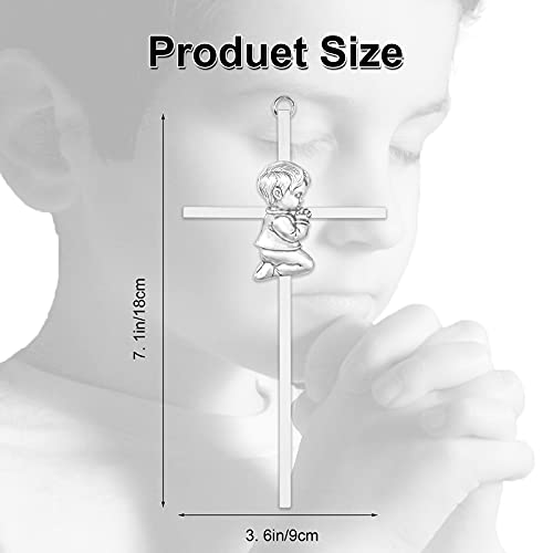 7-Inch Silver Baptism Cross for Boys - Keepsake Christening Wall Decor