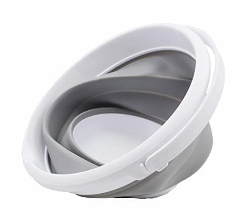 SAMMART Collapsible 5.5L Plastic Water Bucket - Foldable Portable Pail, White/Grey