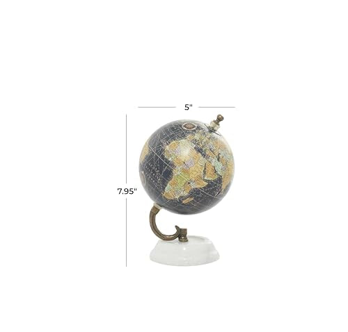 Modern Decorative Globe with Marble Base, 8-Inch Black World Desk Decor
