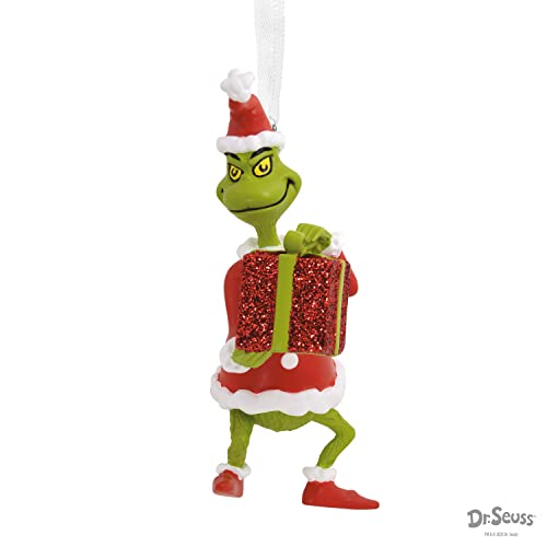Hallmark Dr. Seuss Grinch Holding Present Christmas Tree Ornament