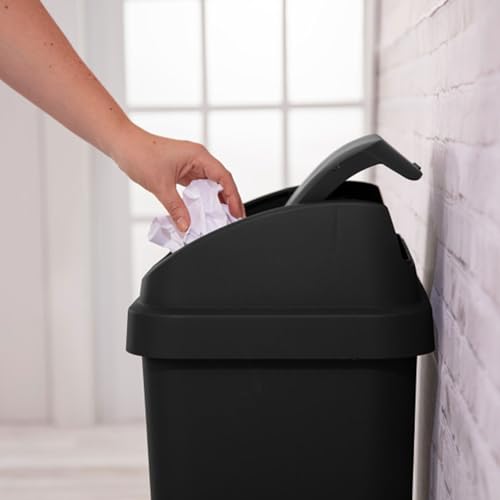 Swing Top Wastebasket 13 Gallon Black 4-Pack Trash Can