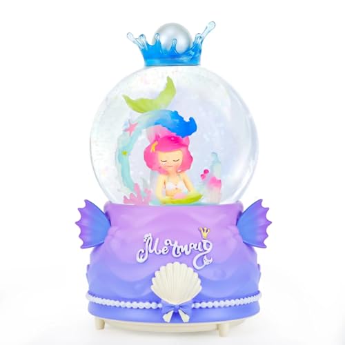 Mermaid Musical Snow Globe with LED Lights and Automatic Snowfall 100mm