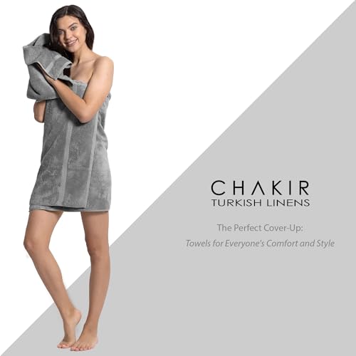 Chakir Turkish Linens 4-Piece Bath Towel Set, 100% Cotton Gray