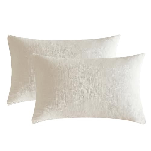 2-Pack Muslin Cotton Pillowcases, Standard Size 20x26 Inch Envelope Closure