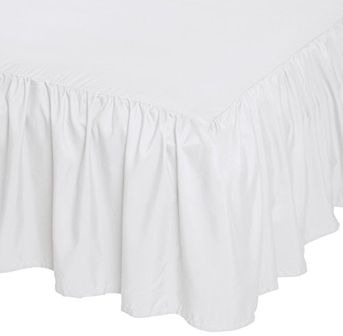 Queen Bed Skirt with 16-Inch Drop - Soft Ruffled Microfiber (Bright White)