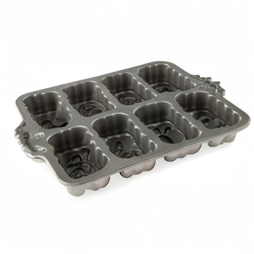 Nordic Ware Holiday Mini Loaves Pan – 6-Cup Cast Aluminum, 8 Detailed Holiday Loaves