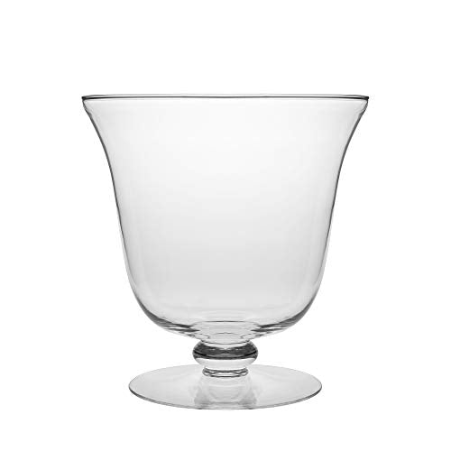 Handmade Footed Glass Punch Bowl - 210 oz Large Centerpiece Fruit Bowl