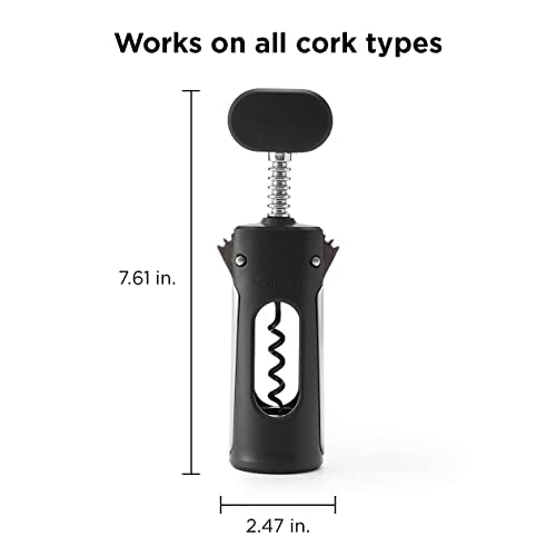 Rabbit Premium Wing Corkscrew & Bottle Opener, Black 2.36 x 1.97 x 7.68 in