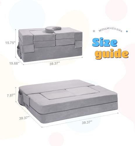 Modular Kids Sofa and Play Couch, Convertible Foam Armchair for Toddlers