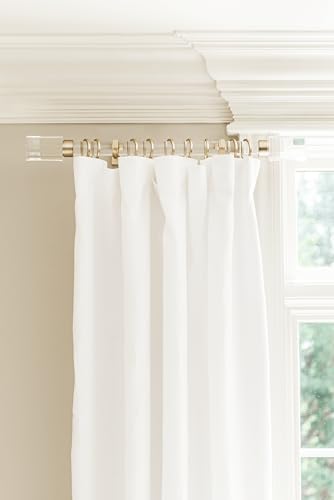 Faceted Pillar Curtain Rod Finials, Clear Acrylic and Brushed Gold, Set of 2